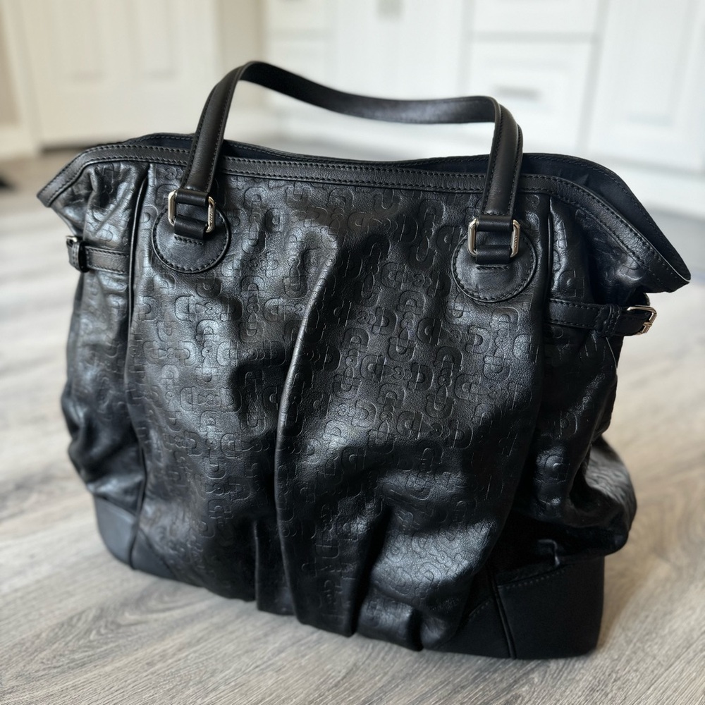 Gucci Embossed Monogram Leather Tote